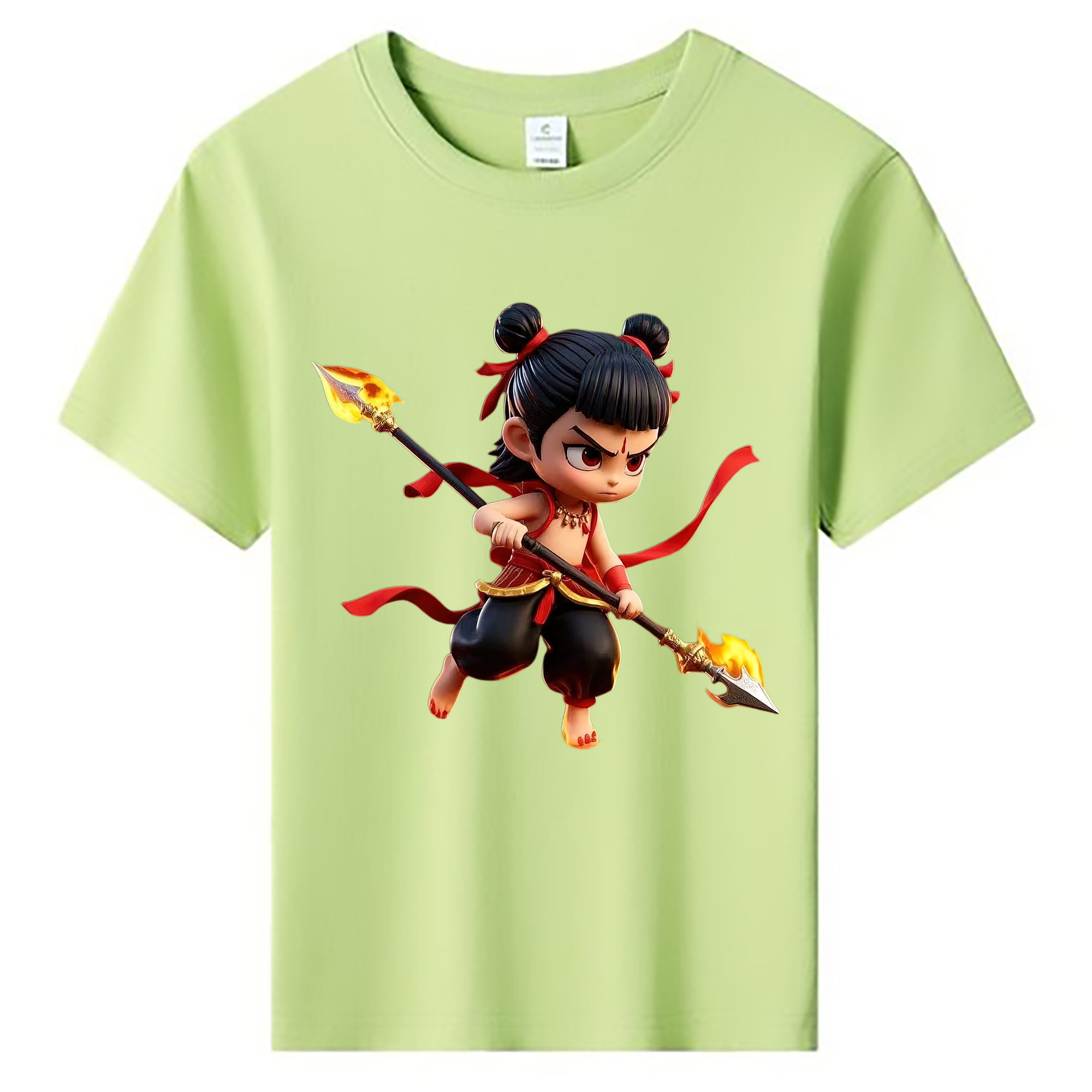 （画像用） Ne Zha 2 ナタ 魔童の大暴れ 綿100％キッズTシャツ（フロントプリント）